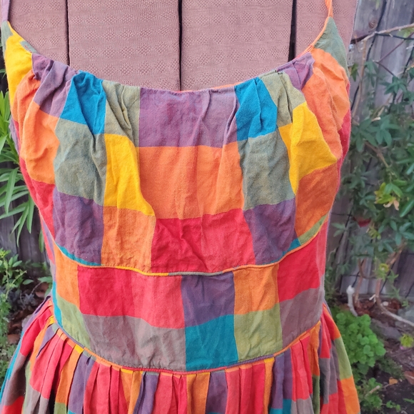 Emily And Fin Vibrant Multicolor Checkered Midi Dress - Picture 2 of 7